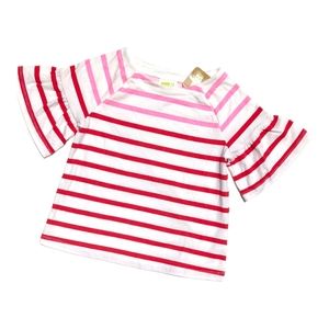 Crazy 8 Girls S 5-6 Red/Pink Striped Short w/ Ruffle Sleeves